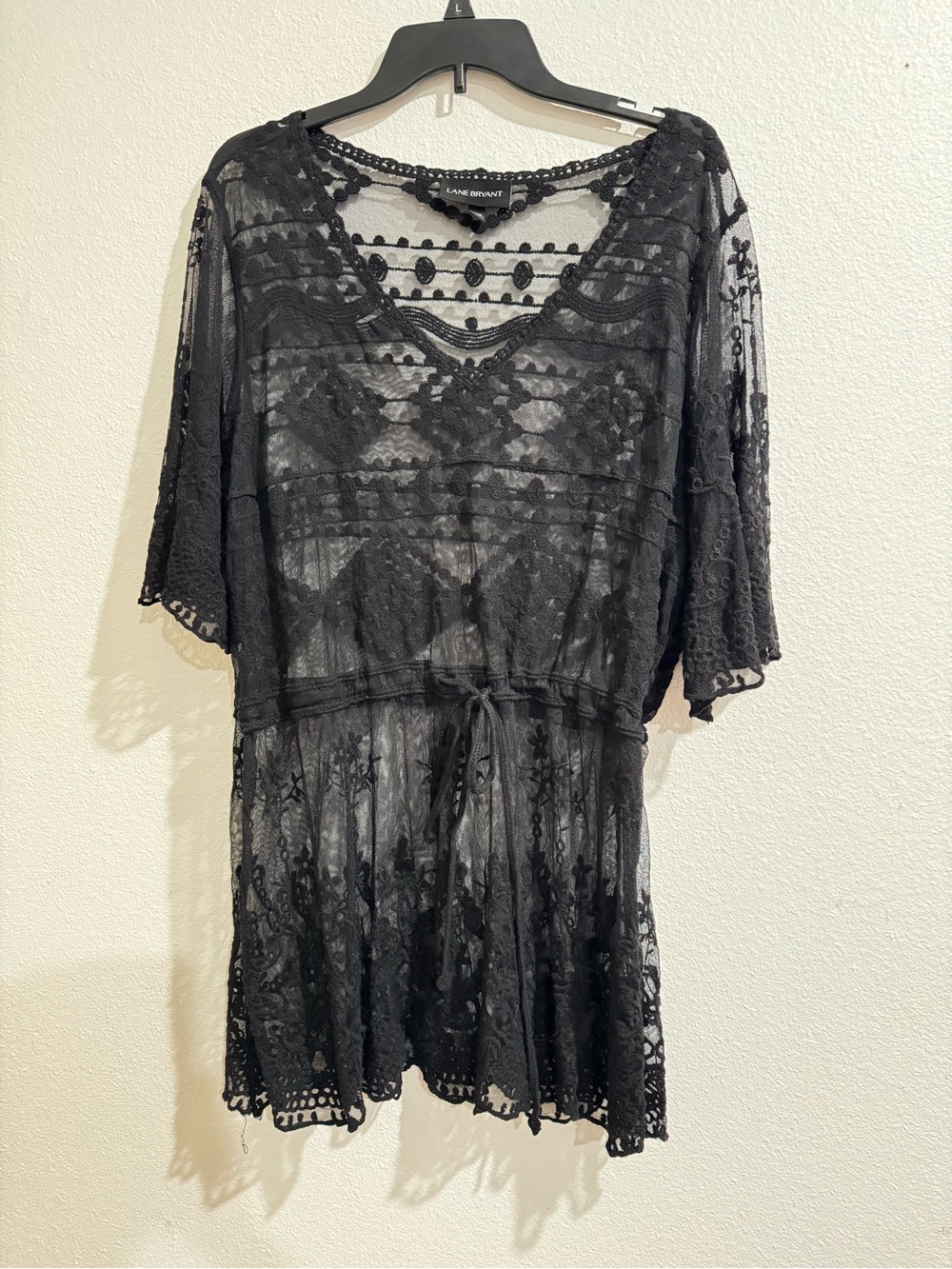 Lane Bryant Black Crochet Lace Swim Coverup Tunic